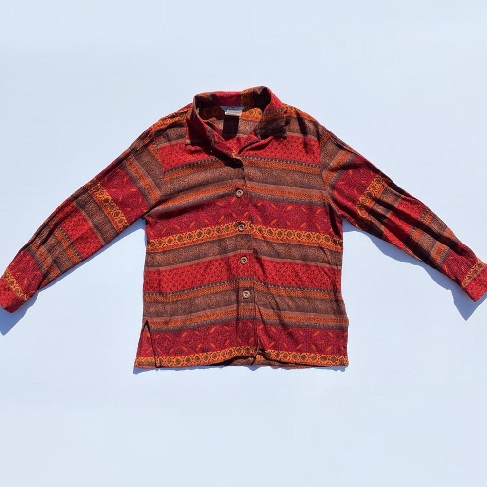 Vintage Stonebridge Paisley Print Long Sleeve Womens Small Bohemian Western Boho